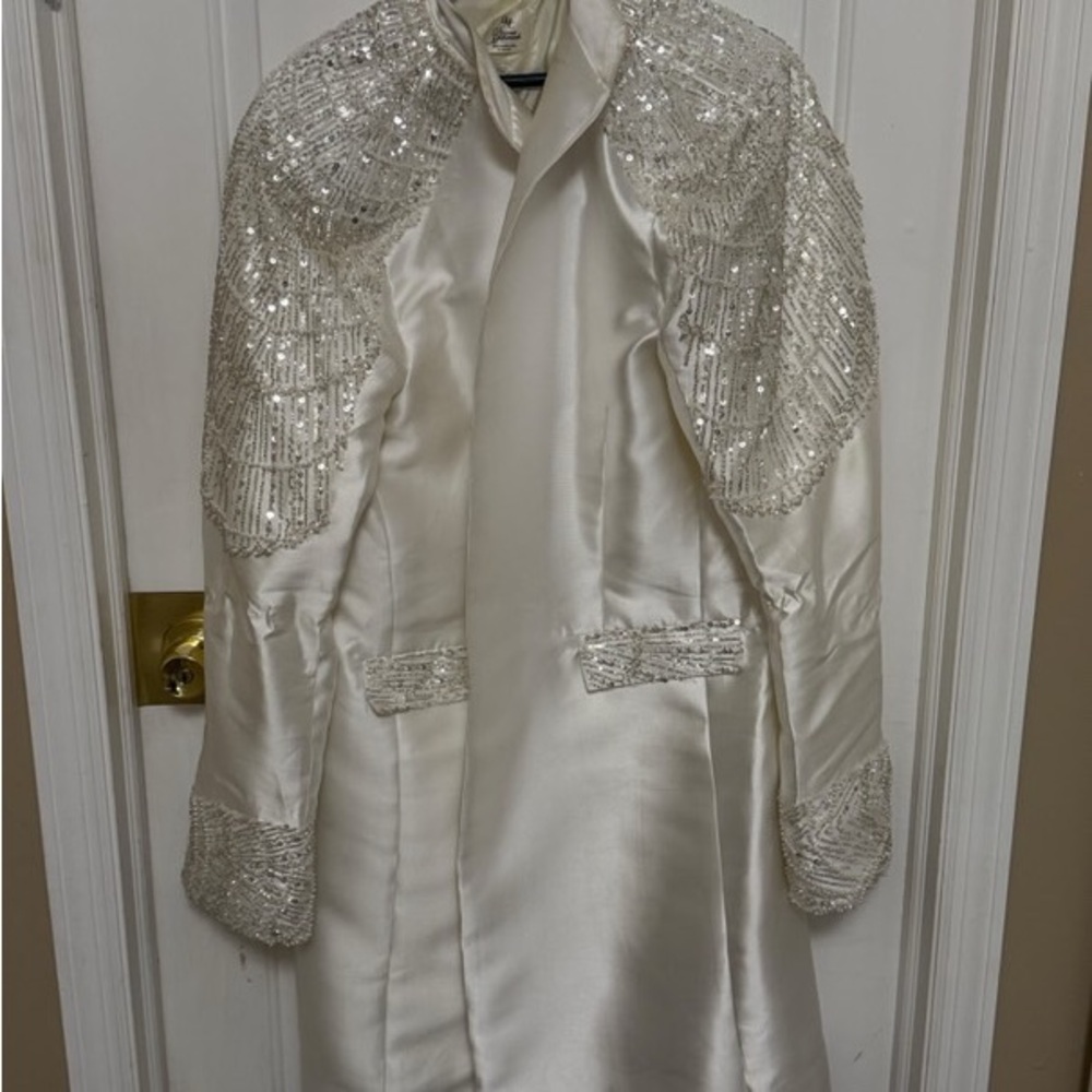 Elegant White Beaded Coat